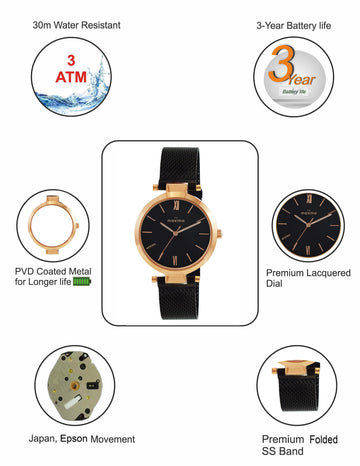 Maxima ATTIVO Women Black Dial Analogue Watch - 66582CMLT